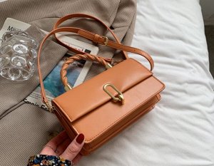 Женская плечевая сумка с ручкой, цвет оранжевый