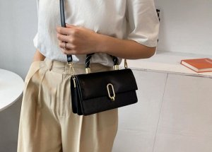 Женская плечевая сумка с ручкой, цвет черный