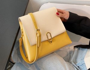 Женская сумка мессенджер, цвет желтый/белый