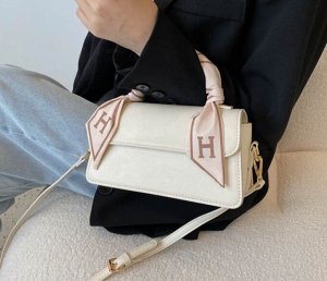 Женская сумка-багет в стиле ретро, цвет кремово-белый