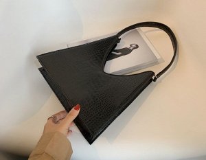 Женская жесткая сумка, декор в виде крокодиловой кожи, цвет черный