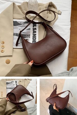 Женская ссиметричная сумка с широким ремешком, цвет коричневый
