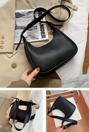 Женская ссиметричная сумка с широким ремешком, цвет черный