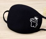 Многоразовая защитная маска для лица, маленький принт &quot;Домо кун&quot;, цвет черный