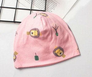 Детская шапочка, принт "Львы", цвет розовый