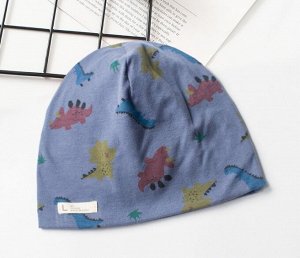 Детская шапочка, принт "Динозавры", цвет синий