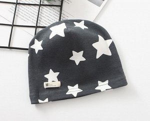 Детская шапочка, принт "Звезды", цвет темно-серый