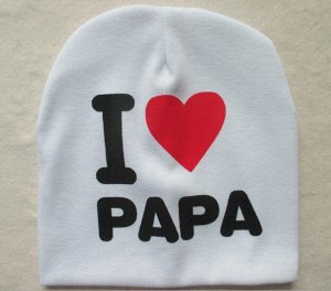 Детская шапка, надпись "Я люблю папу", цвет белый
