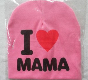 Детская шапка, надпись "Я люблю маму", цвет розовый