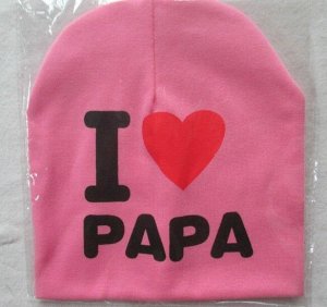 Детская шапка, надпись "Я люблю папу", цвет розовый