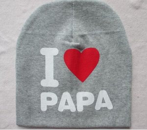 Детская шапка, надпись "Я люблю папу", цвет серый