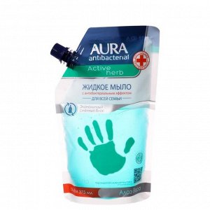 Жидкое мыло антибактериальное AURA Antibacterial Active Herb Алоэ дой-пак 375 мл
