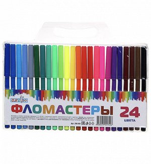 ClipStudio Фломастеры 24 цвета, с цветным вент.колпачком, пластик, в ПВХ пенале