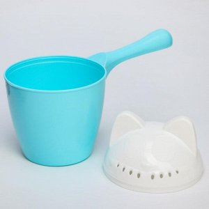 Ковш для купания детский «Котофей», 1 литр, цвет голубой