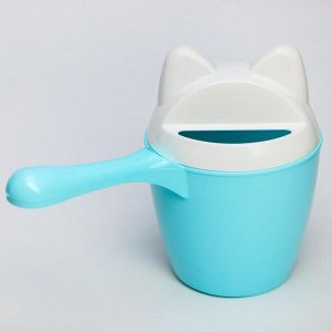 Ковш для купания и мытья головы, детский банный ковшик, хозяйственный «Котофей», 1 литр, цвет голубой