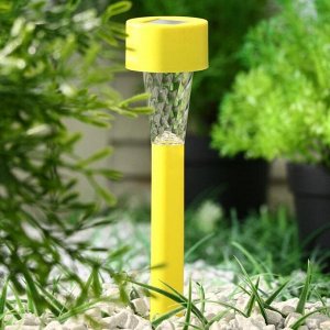 Фонарь садовый на солнечной батарее "Трапеция", 31 см, d=4.5 см,1 led,пластик, желтая ножка