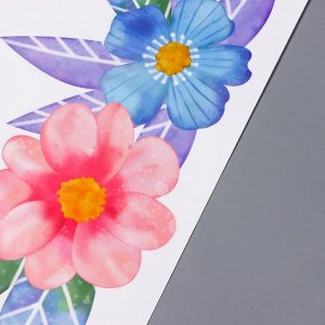 Наклейка пластик интерьерная цветная "Единороги с цветами, сердцами, радугой" 60х90 см
