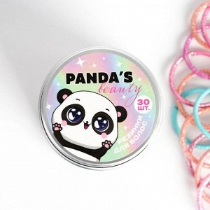 Набор резинок в банке "Pandas beauty", 30 шт., микс, 5,5 х 5,5 см