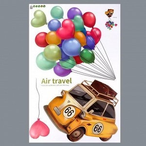 Наклейка пластик интерьерная цветная "Машинка с воздушными шарами" 60х90 см