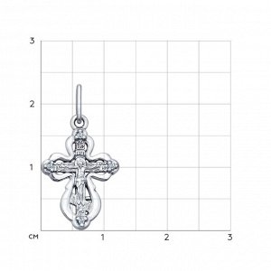 Крест из серебра с фианитами арт пс-083