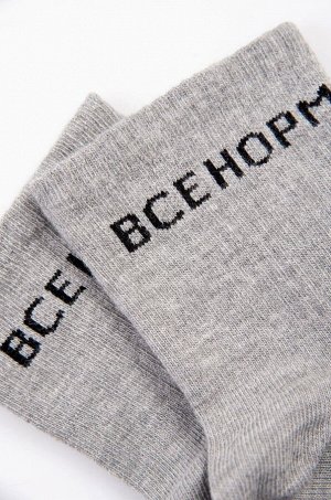 Носки Цвет: все.норм.св.серыймеланж
Состав: 80% хлопок, 3% эластан, 17% полиамид
Страна: Россия

Прикольные носки с надписью.
Однотонные серые носки средней длины с удобной широкой резинкой.
На резинк