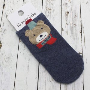 Krumpy Короткие носки р.35-40 &quot;Bear and dog&quot; Синий с шарфом