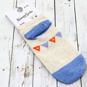 Короткие носки р.35-40 "Blue series" Зайка с флажками