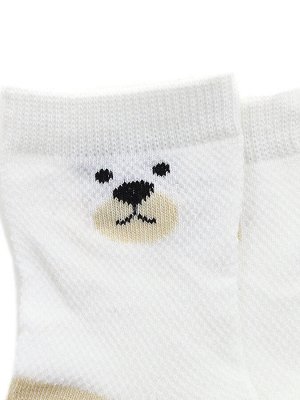 Krumpy Детские носки 6-8 лет 19-22 см &quot;Бежевый миша&quot; Белые