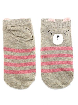 Короткие носки р.35-40 "Розовые милахи"  Застенчивый Мишка