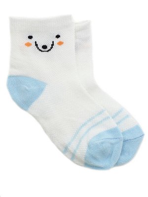 Детские носки 6-8 лет 19-22 см "Голубой миша" Белые с рожицей