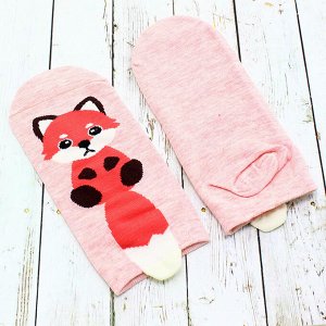 Короткие носки р.35-40 "Котята с хвостом" Розовые