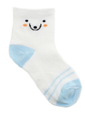 Детские носки 3-5 лет 15-18 см  "Голубой миша" Белые с рожицей
