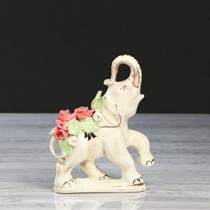 Набор статуэток "Слоны", 7 предметов, бежевый, цветная лепка, керамика