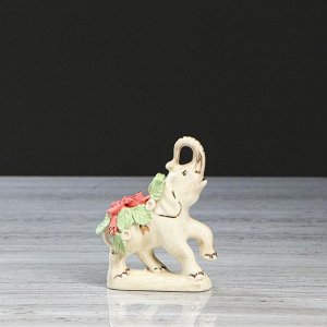 Набор статуэток "Слоны", 7 предметов, бежевый, цветная лепка, керамика