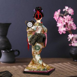 Кукла коллекционная "Гейша в шелковом кимоно с барабаном" 22,5 см