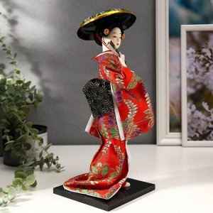 Кукла коллекционная "Китаянка с веером в шляпе" 30х12,5х12,5 см