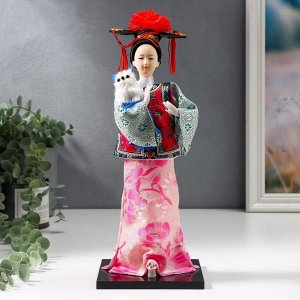Кукла коллекционная "Китаянка в национальном платье с собакой" 32х12,5х12,5 см