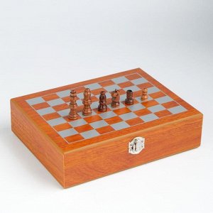 Набор 6 в 1: фляжка 8 oz, рюмка, воронка, кубики 5 шт, карты, шахматы, 18 х 24 см , микс