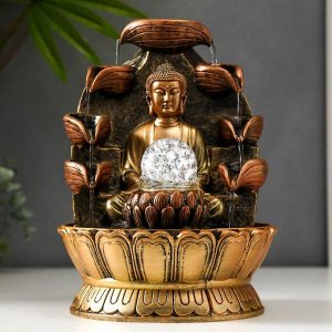 Фонтан настольный от сети, подсветка "Будда у скалы с чашами" 26х20х20 см