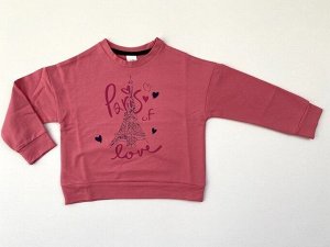 Толстовка "Paris of love" розового цвета (футер двухнитка без начеса)