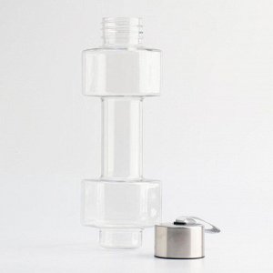 Бутылка для воды "Гантель", 500 мл,  22.5 х 8 см, белый