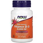 Now Foods, Высокоактивный витамин D-3, 5 000 МЕ, 120 мягких кап.