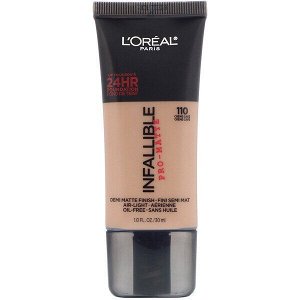 L'Oreal, Тональная основа Infallible Pro-Matte, оттенок кремовый коричневый 110, 30 мл