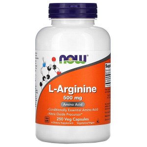 NOW Foods L-аргинин, 500 мг, 250 капсул