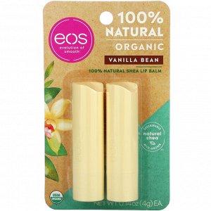 EOS, 100% органический натуральный бальзам для губ с ши, ванильные бобы, 2 шт. в упаковке, 4 г (0,14 унции)