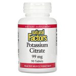 Natural Factors, цитрат калия, 99 мг, 90 таб