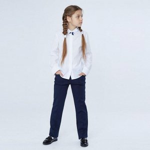 Школьные брюки для девочки, цвет синий, рост 122