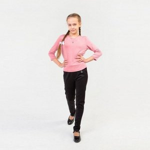 Школьные брюки для девочки, цвет чёрный, рост 128 см