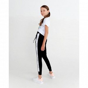 Спортивные брюки для девочки, цвет чёрный
