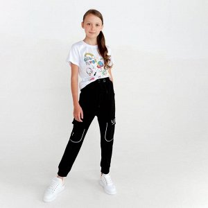 Спортивные брюки для девочки, цвет чёрный